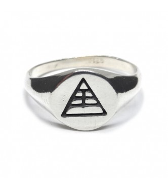 R002401 Genuine Sterling Silver Men Ring Pyramid Solid Stamped 925 Handmade